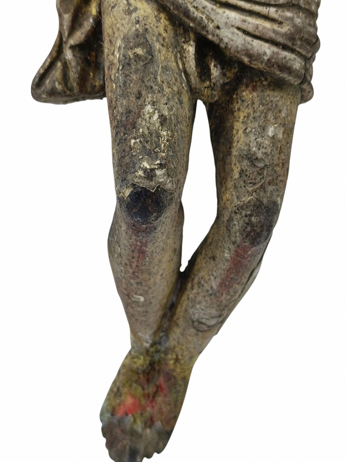 Antique Jesus Crucified In Polychrome Papier Mache, Italy 18th Century photo vintage