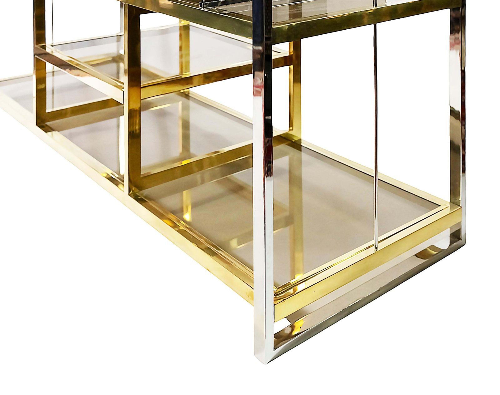 Italian Brass, Chrome, Glass Console Table/Music Stand By Serantoni&Arcangeli photo vinterior