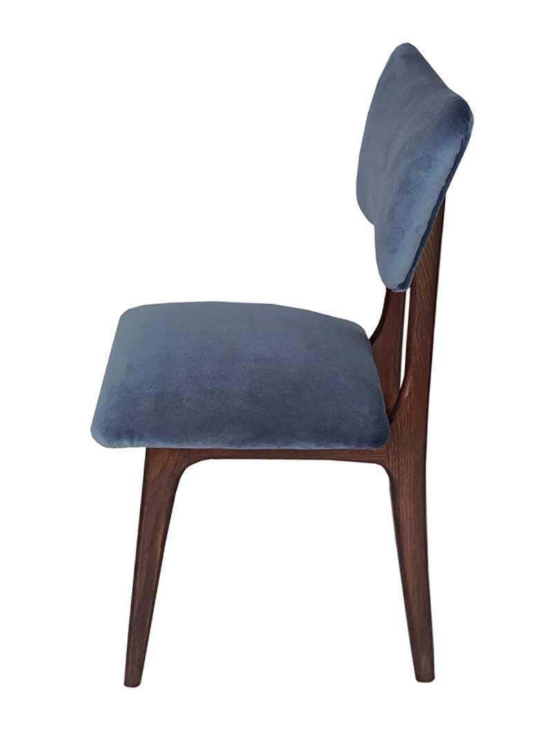 Set Of Twelve Mid Century Butterfly Chairs, Navy Blue Velvet, Europe, 1960s photo for sale