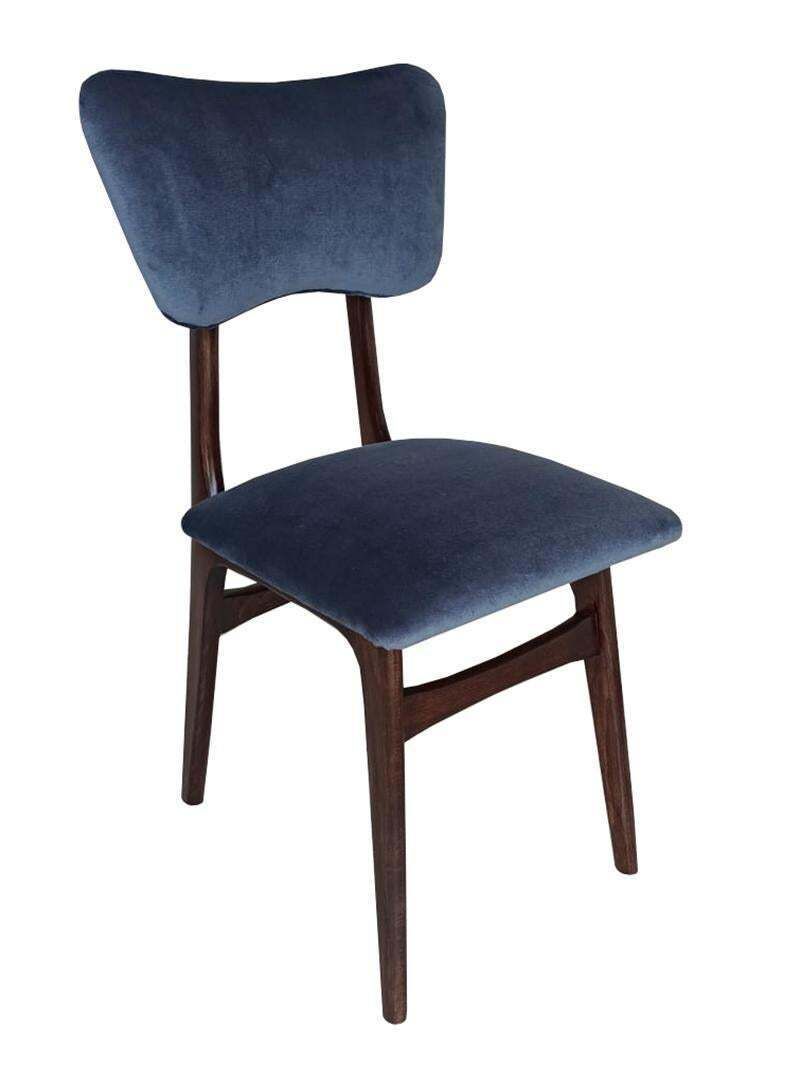 Set Van Twaalf Mid Century Vlinterstoelen, Marineblauw Fluweel, Europa, Jaren 1960 photo Meubels