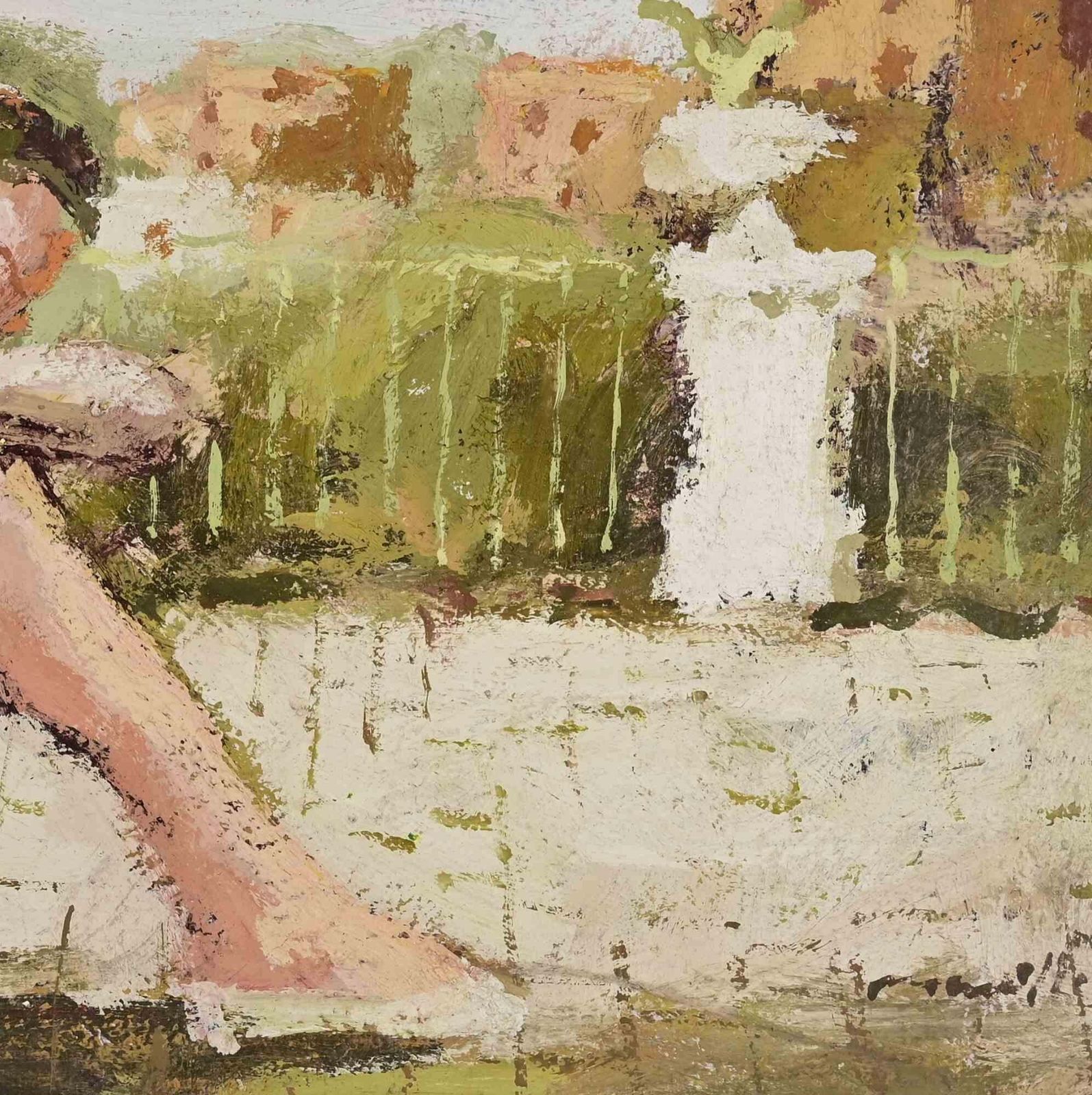Franco Marzilliballerina On The Terrace   Oil Painting By Franco Marzilli   1970s1970s photo for sale