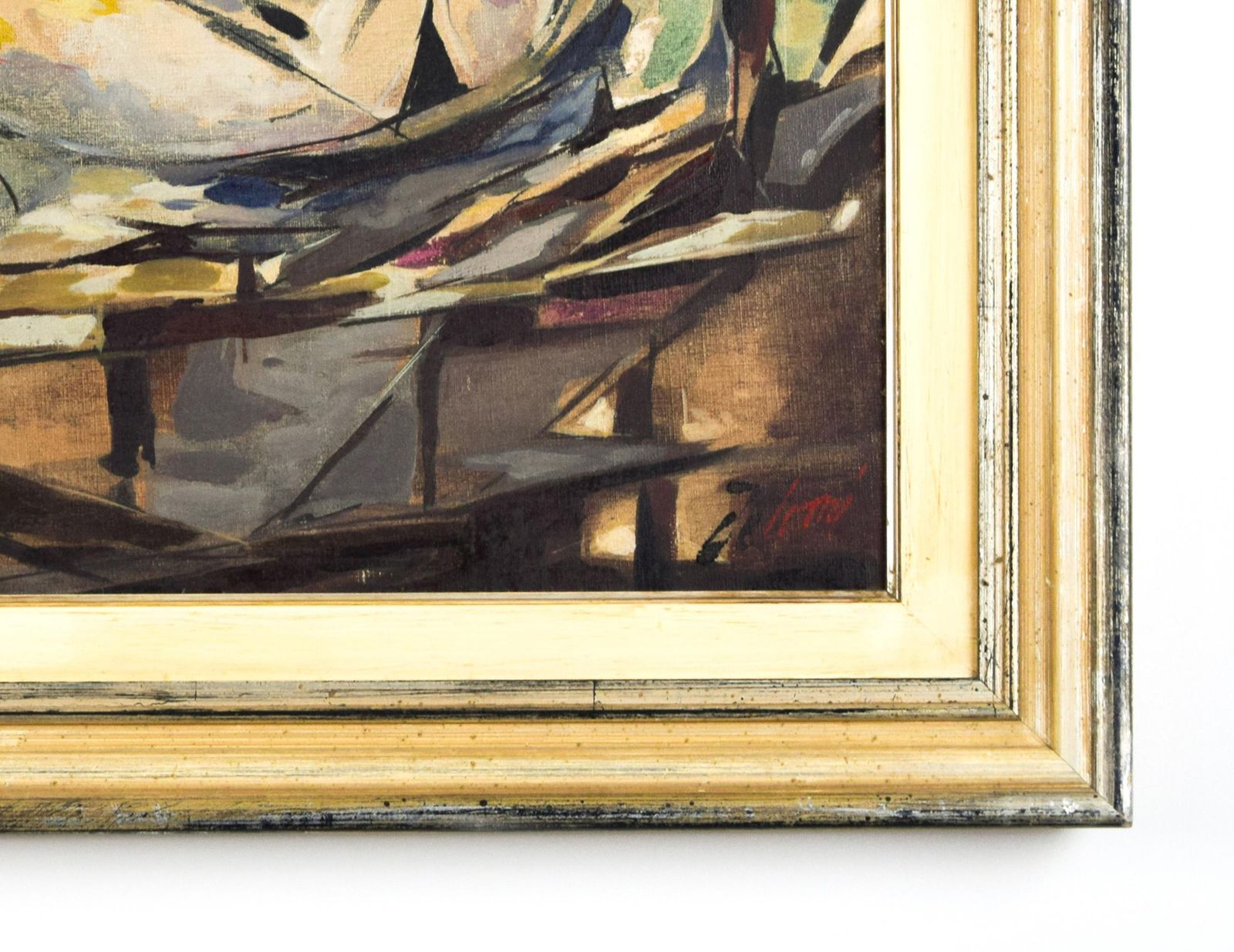 Enrico De Tomiabstract Composition   Oil On Canvas By E. De Tomi   1950s900 photo for sale