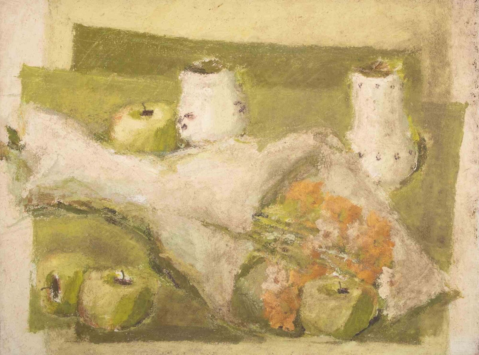 Franco Marzillibouquet Of Flowers With Fruit And Jugs   Oil Painting By Franco Marzilli   1970s1970s