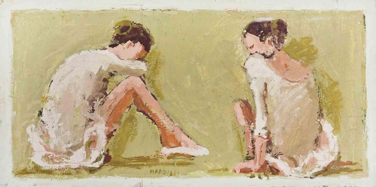 Franco Marzilliballerinas   Oil Painting By Franco Marzilli   1970s1970s