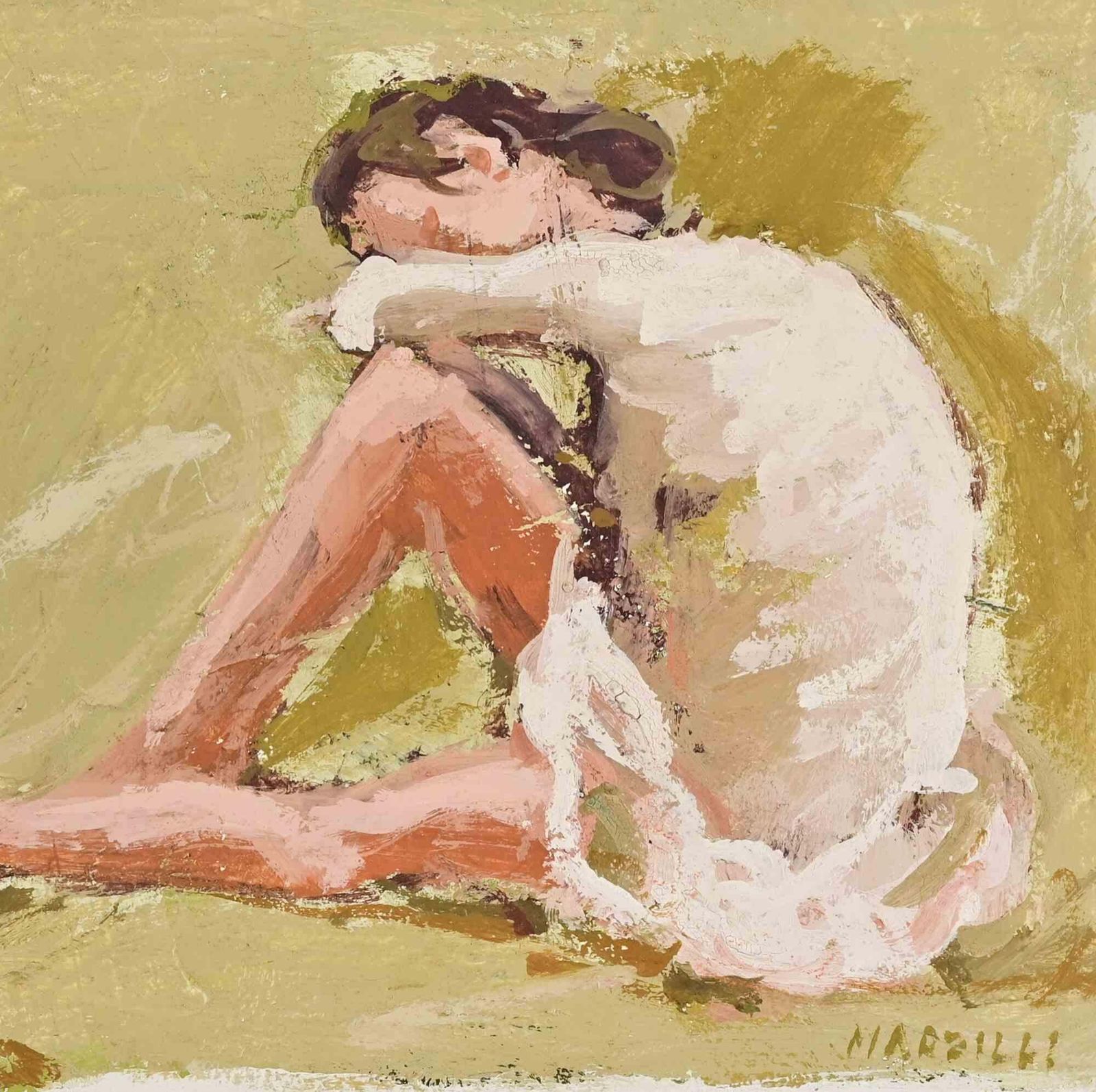 Franco Marzilliballerinas   Oil Painting By Franco Marzilli   1970s1970s photo for sale