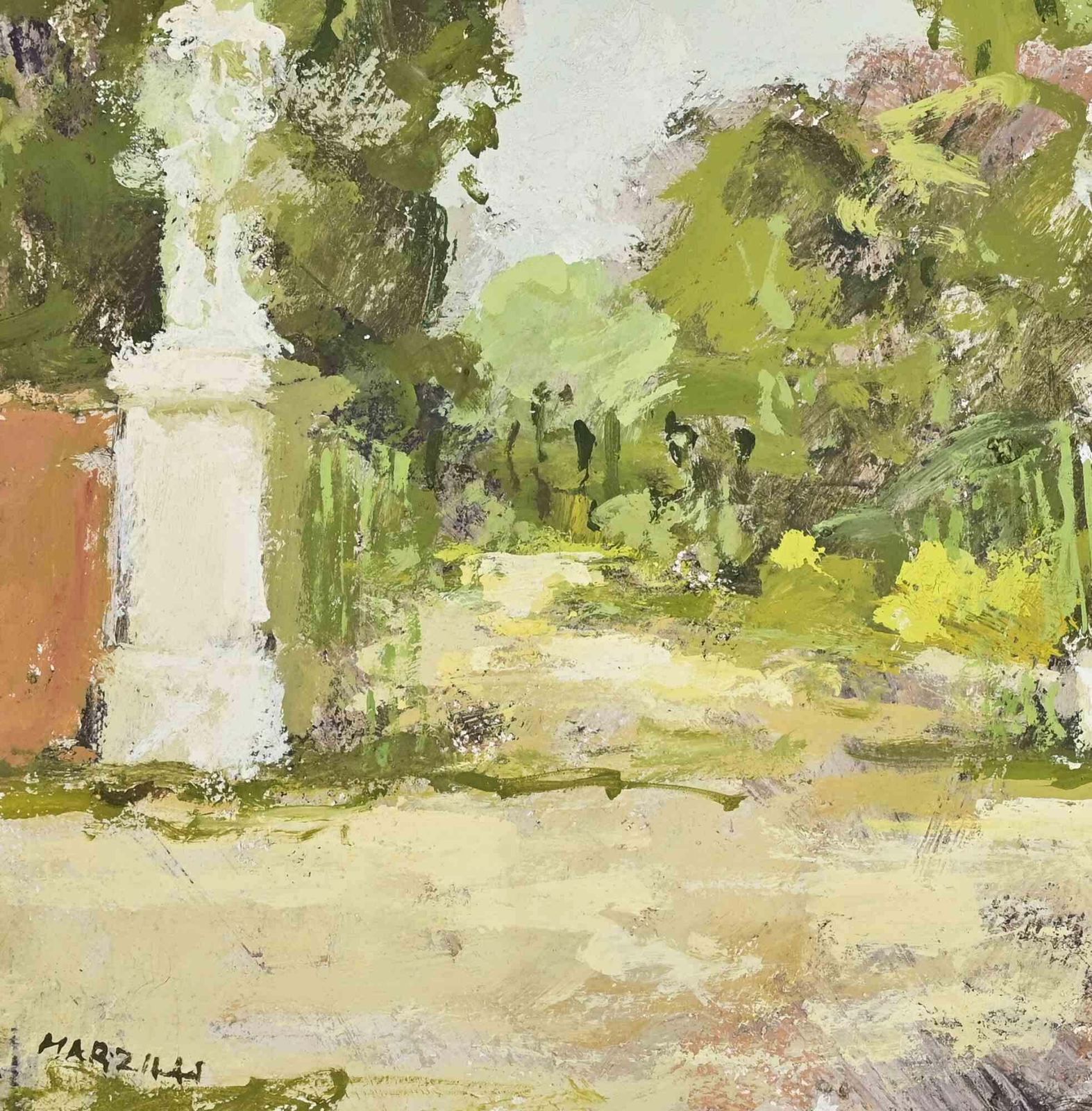 Franco Marzilliballerina In The Park   Oil Painting By Franco Marzilli   1970s1970s photo for sale