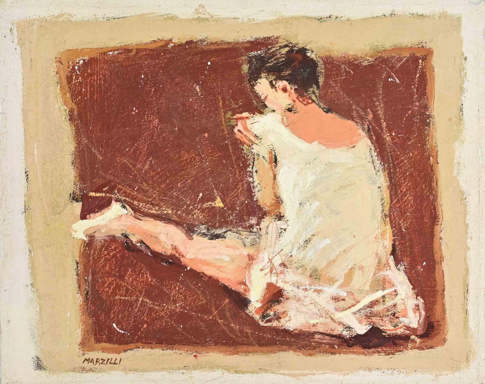 Franco Marzilliballerina   Oil Painting By Franco Marzilli   1970s1970s photo furniture