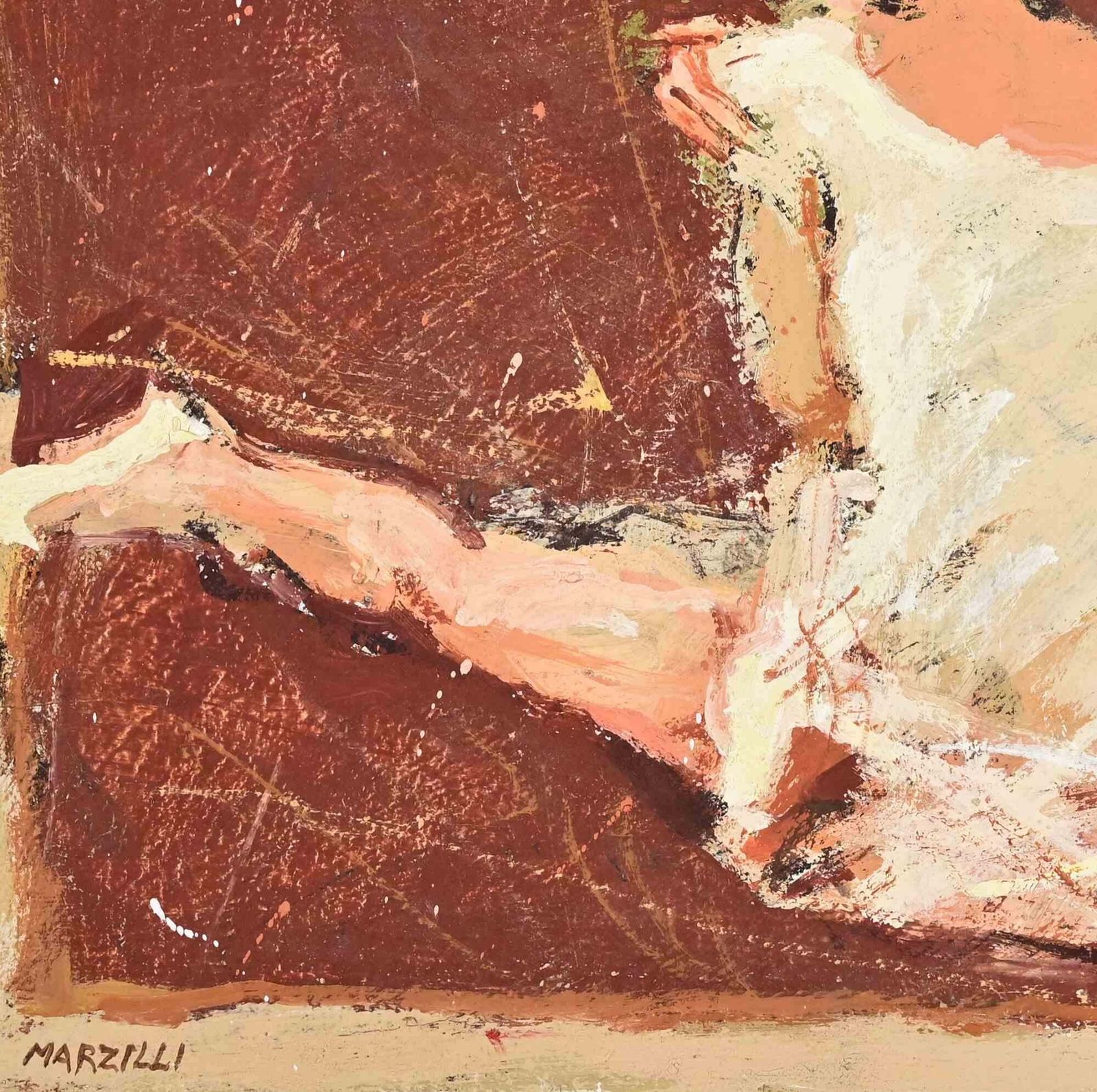 Franco Marzilliballerina   Oil Painting By Franco Marzilli   1970s1970s photo for sale