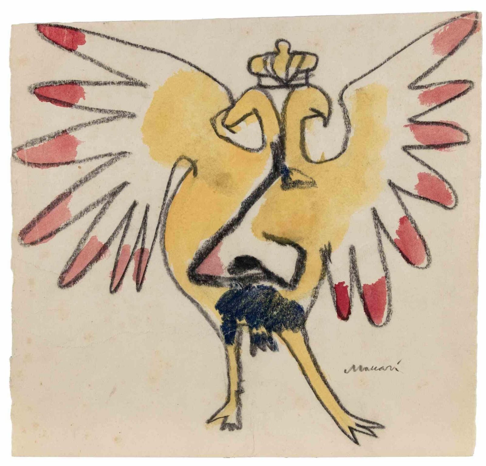 Mino Maccarisketch For "The Nose" By Sostakovic   Drawing By Mino Maccari   19641964 photo furniture