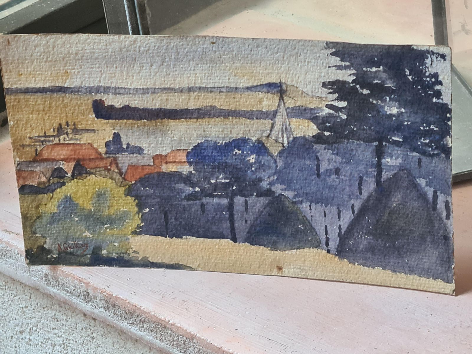 Set Of Three Barbizon School Watercolour Landscapes From 1918 By A Ghillies photo vinterior