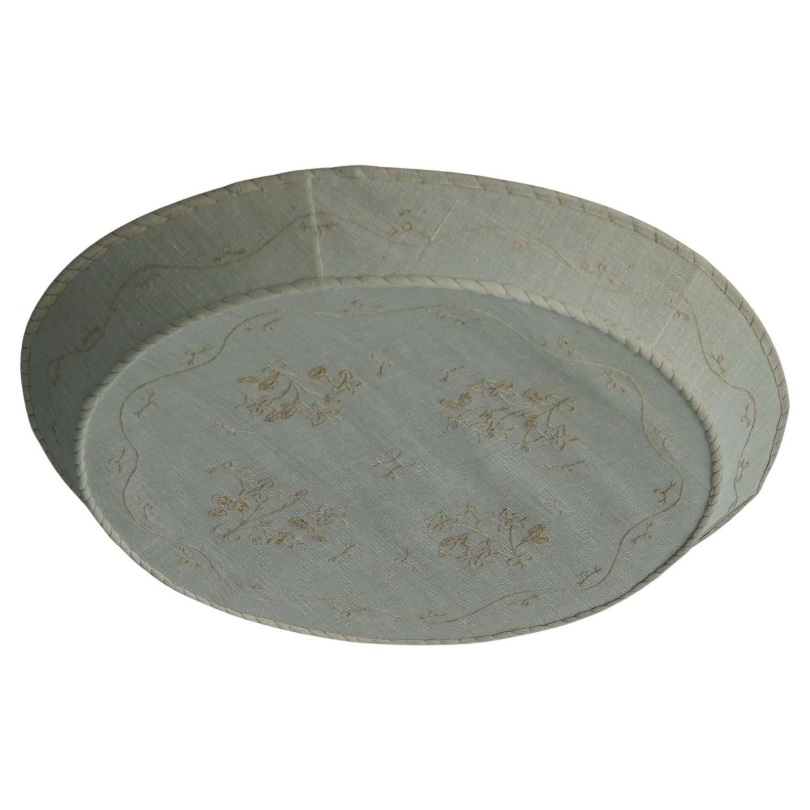 Large Swedish Mid Century Ceiling / Wall Sconce In Linen And Lace, Sweden, 1950s