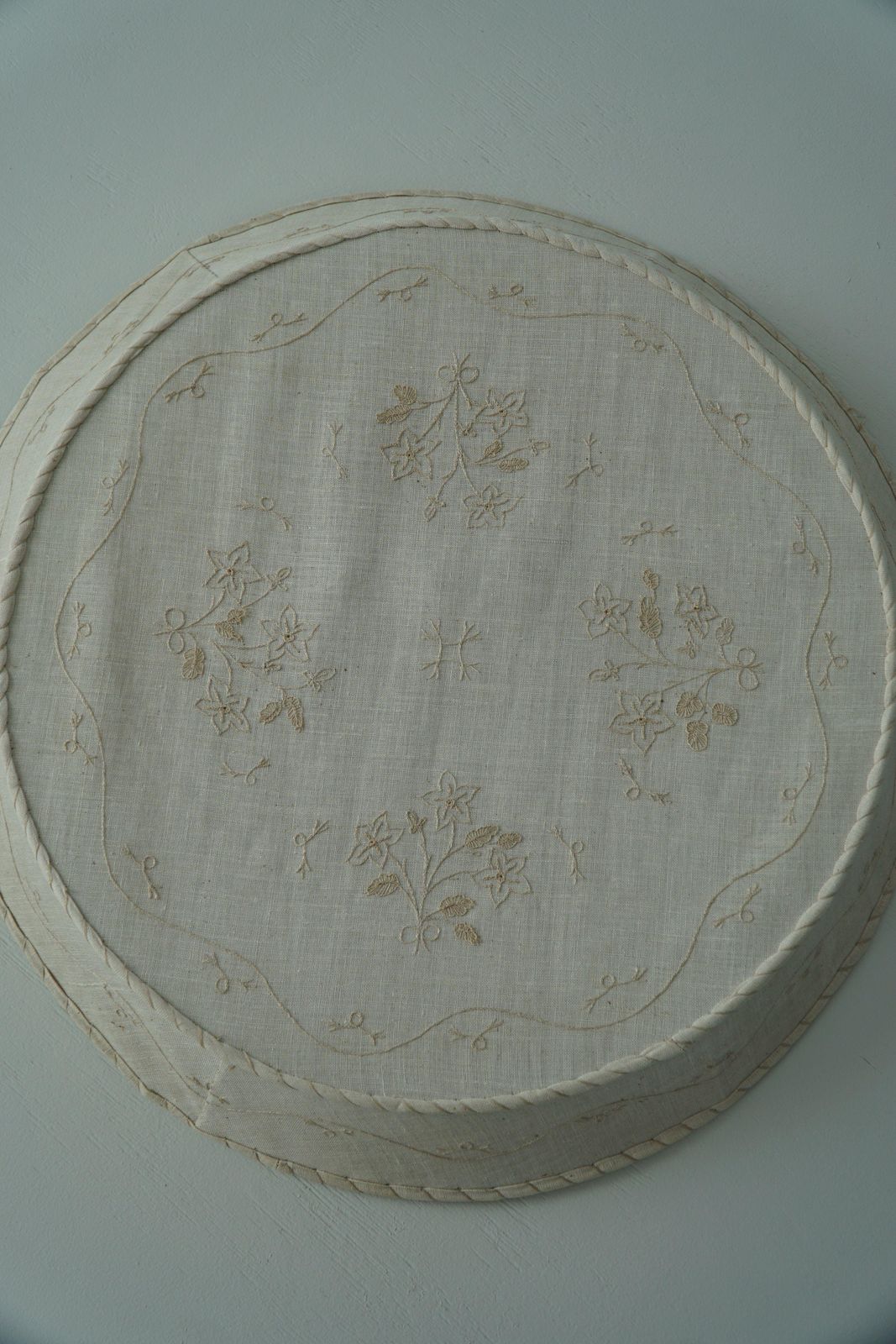 Large Swedish Mid Century Ceiling / Wall Sconce In Linen And Lace, Sweden, 1950s photo vinterior