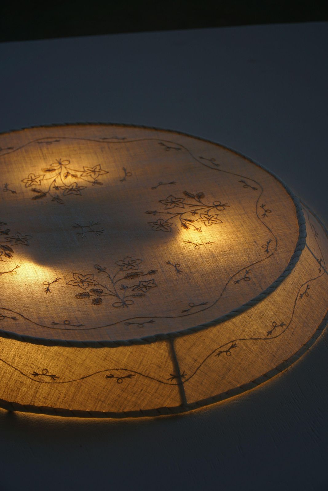 Large Swedish Mid Century Ceiling / Wall Sconce In Linen And Lace, Sweden, 1950s photo buy
