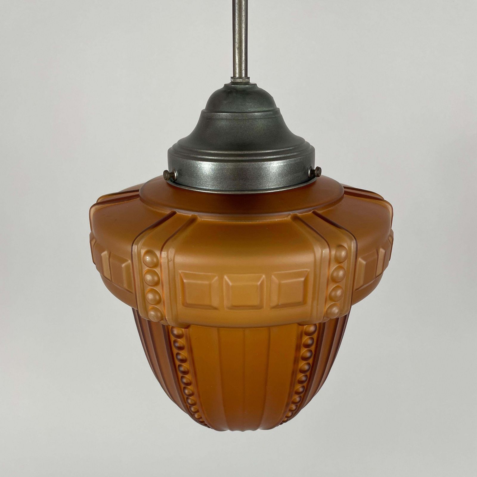 photo vintage Swedish Grace Havana Glass & Burnished Brass Pendant, Böhlmarks, 1920s To 1930s