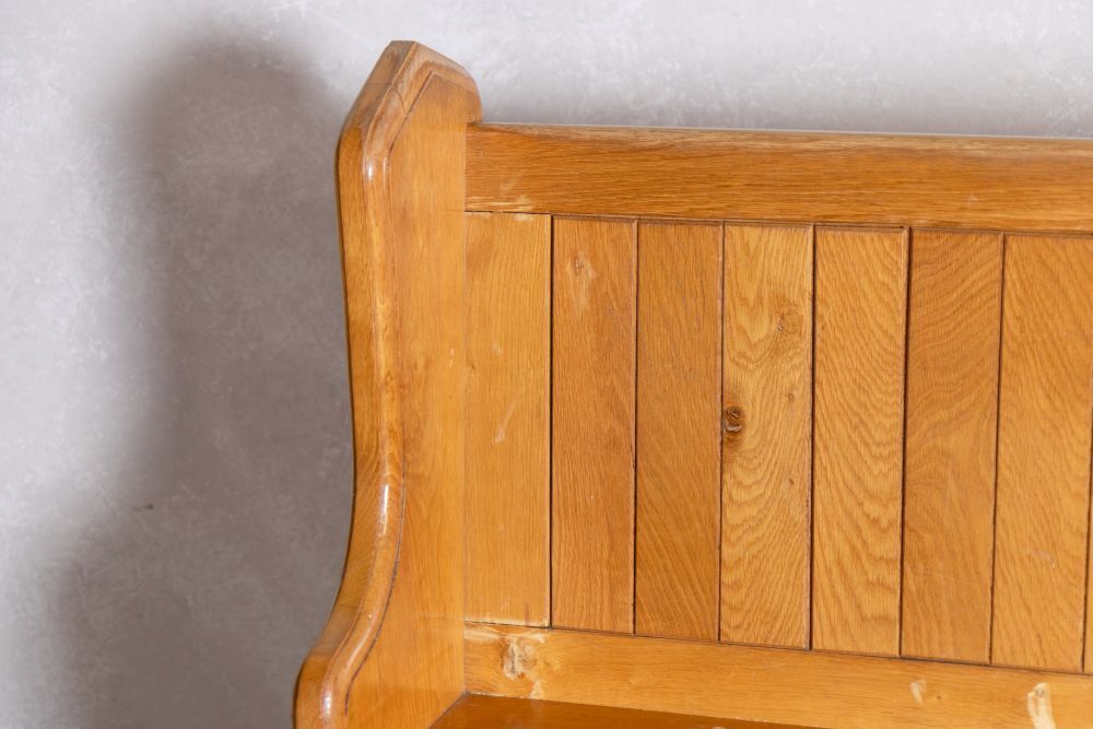 Solid English Oak Church Pew photo vintage