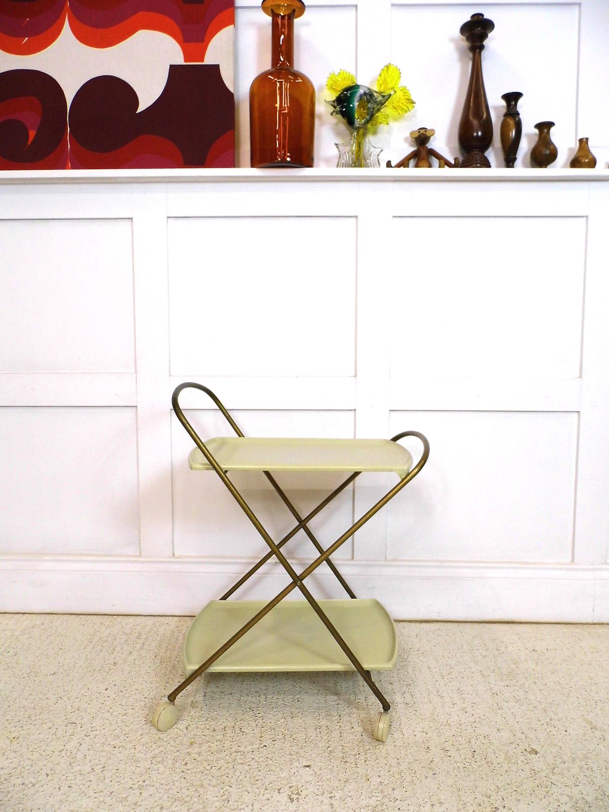 Vintage 1960s Folding Plastic And Metal Staples Co Drinks Trolley Oojamaflip photo vintage