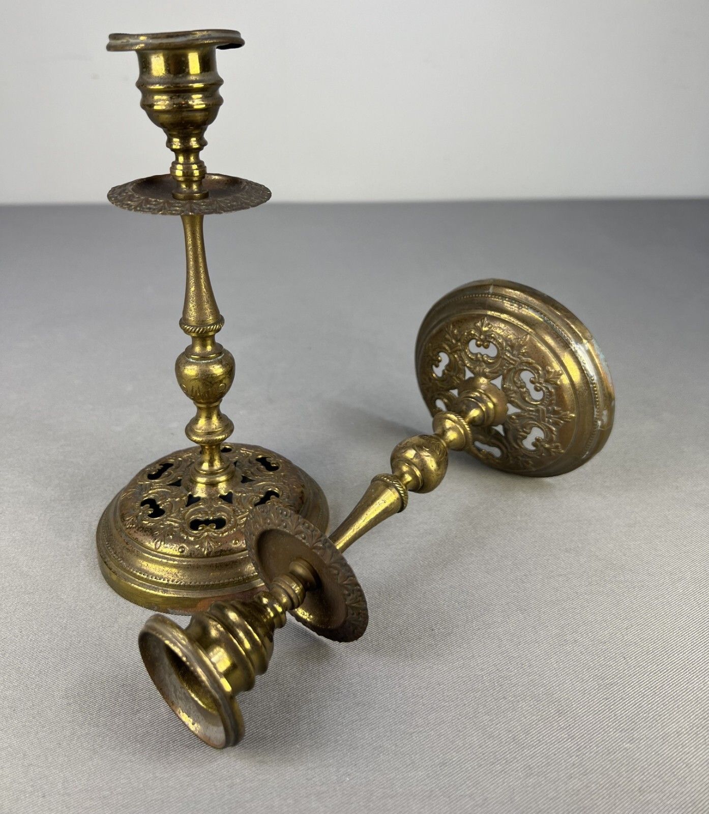 Amazing Pair Of French Vintage Candle Holders (Lot 5180) photo vintage