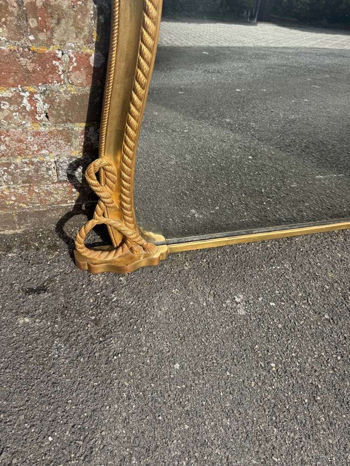 A Spectacular Large Antique English 19th C Hour Glass Shaped Gilt Overmantle Mirror. photo for sale