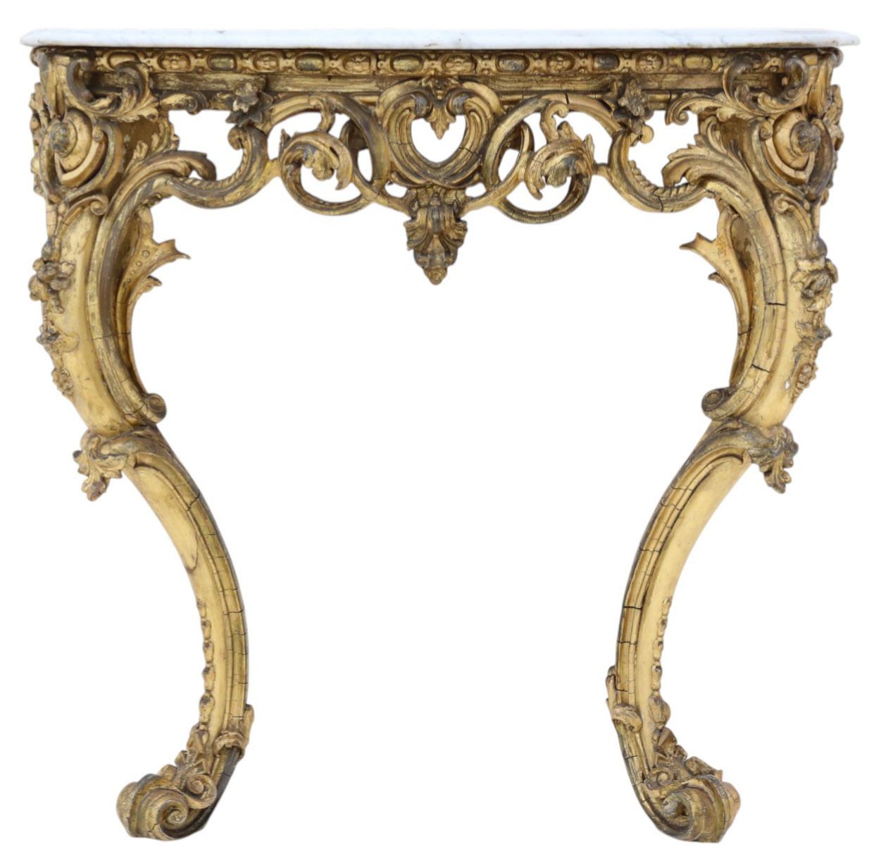 Antique 19th Century Large Gilt And Marble Hall Console Table – Fine Quality photo furniture
