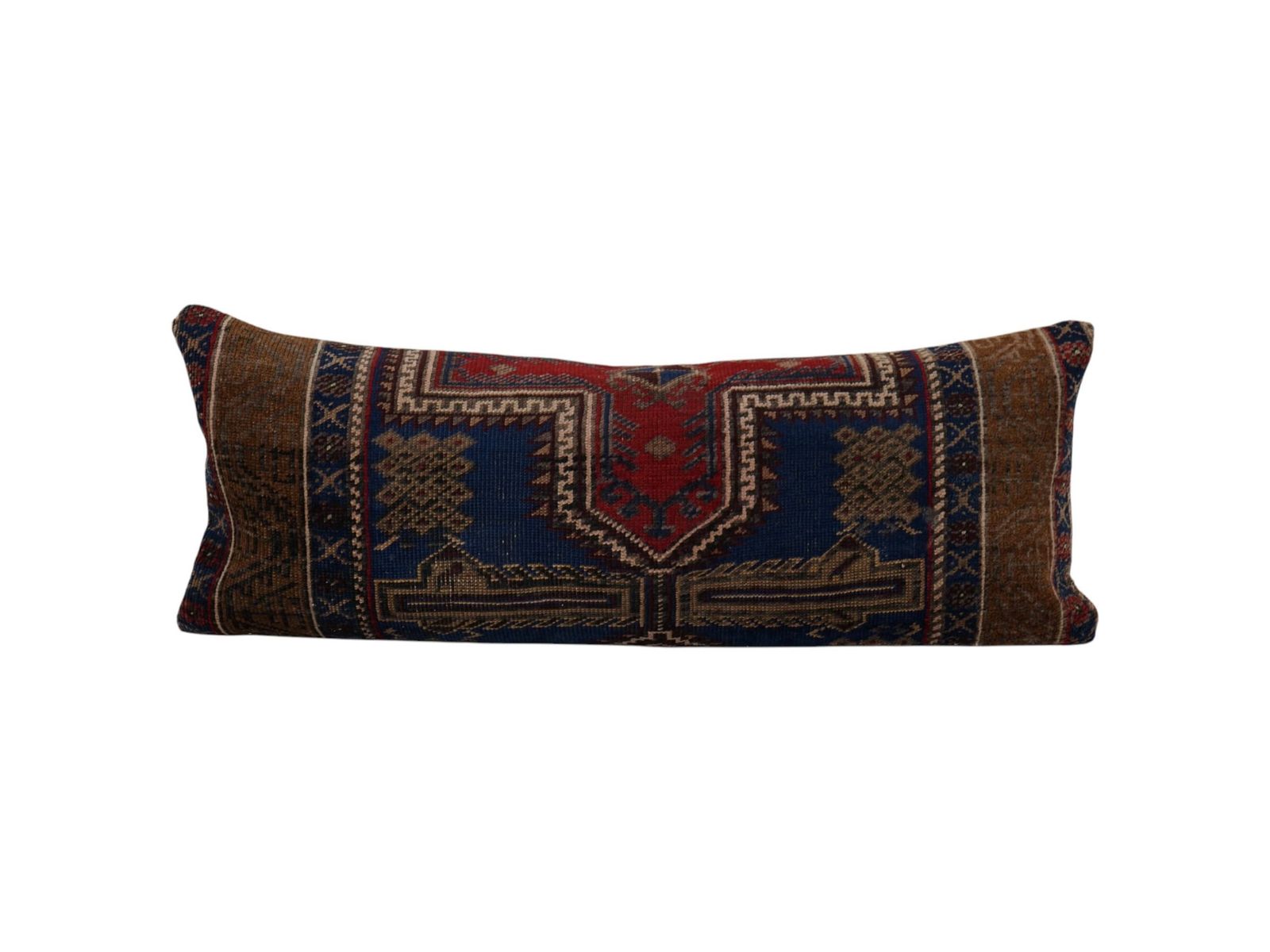 Turkish Oushak Rug Pillow Copper Cover, Faded Kurdish Boho Woven Couch Bedding Carpet Pillow Cover