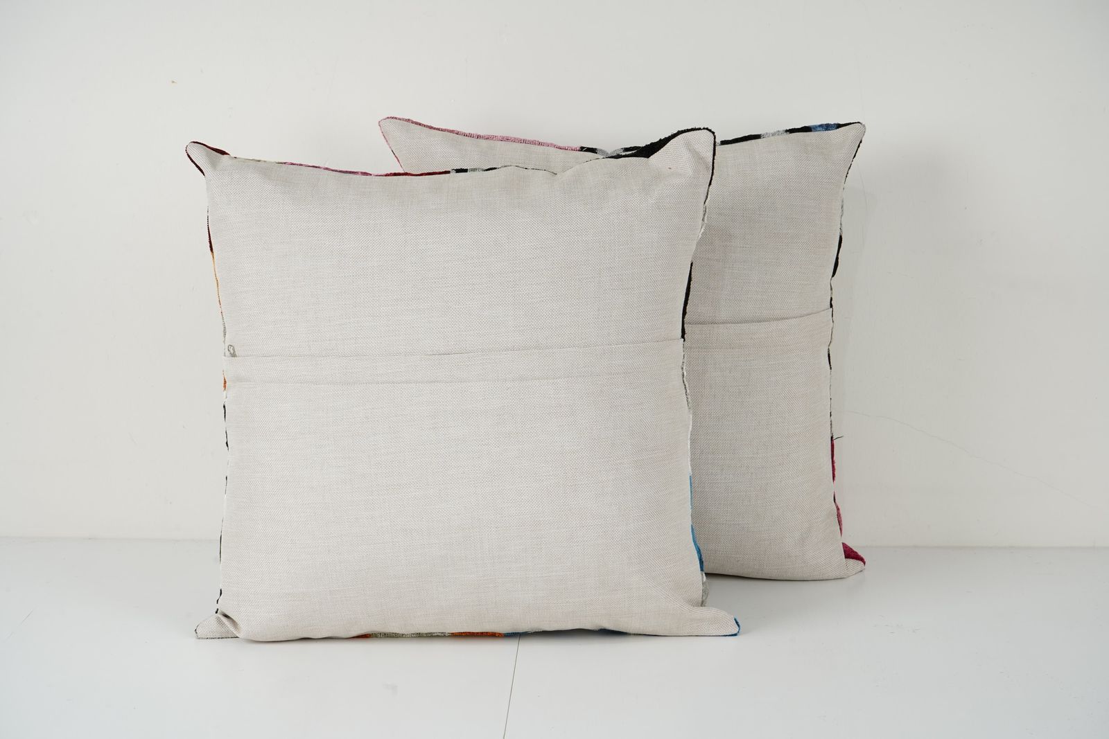 Ikat Velvet Patchwork Pillow   Pair Unusual Silk Uzbek Pillow   Set Of Two Tribal Cushion Cover photo Textiles