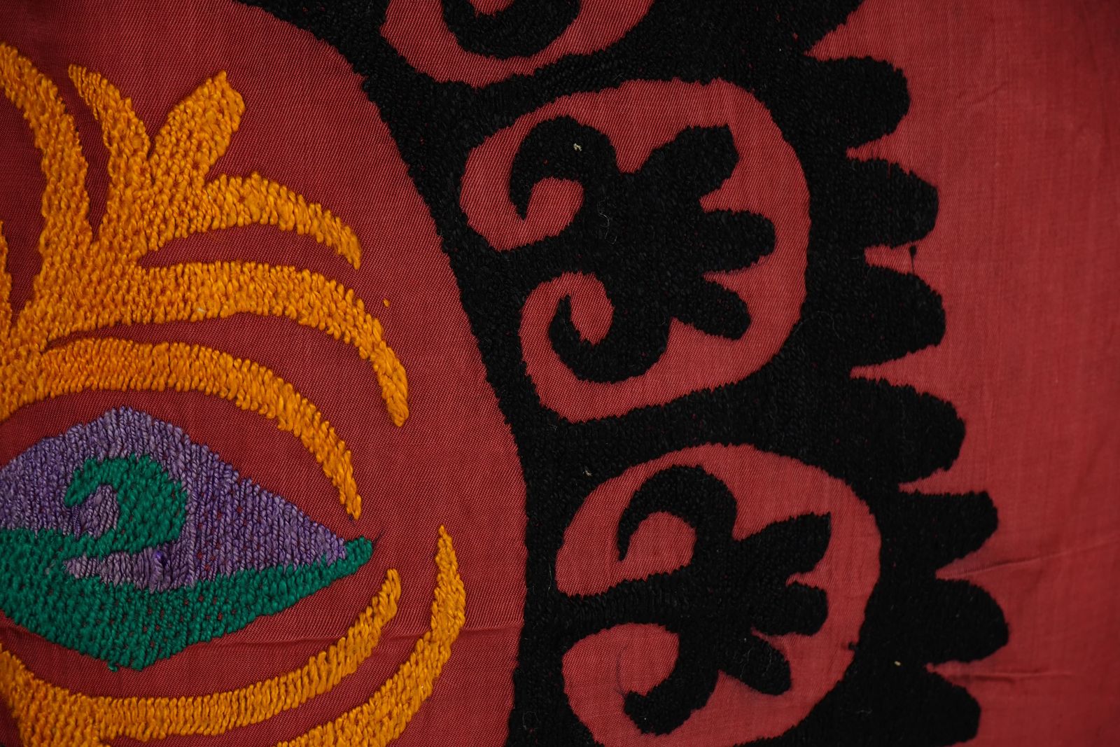 Set Of Two Red And Black Suzani Cushion Cover, Suzani Pillow Case Made From A 19th Century Suzani, Pair Uzbek Cushion Cover photo furniture