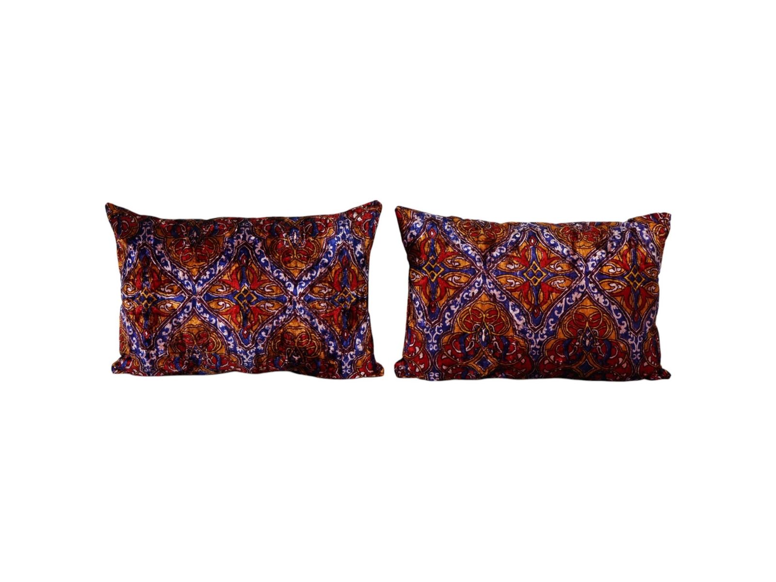 Blue Velvet Vintage Pillow Cover, Set Of Two Boho Tribal Turkish Pillow Case