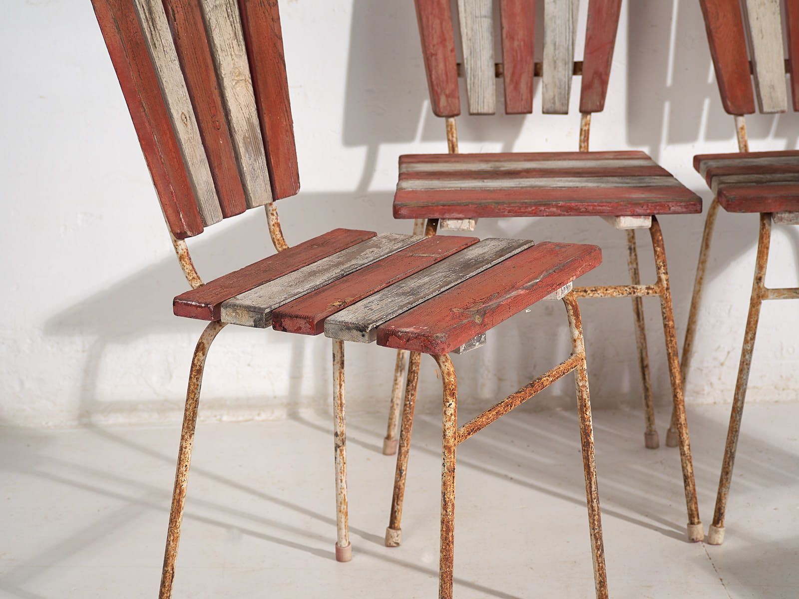Antique Red Garden Chairs (C.1920). Set Of 4 Pieces #31 photo for sale