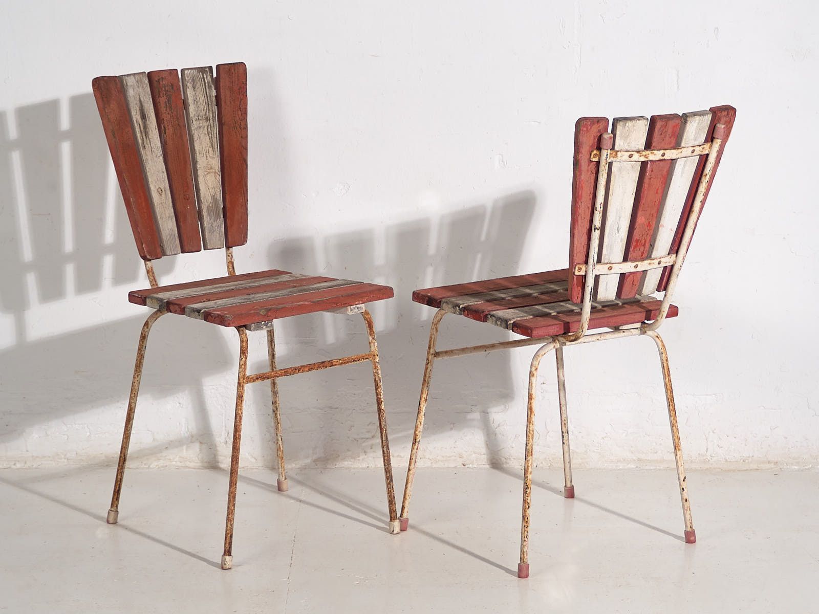 Antique Red Garden Chairs (C.1920). Set Of 4 Pieces #31 photo vinterior