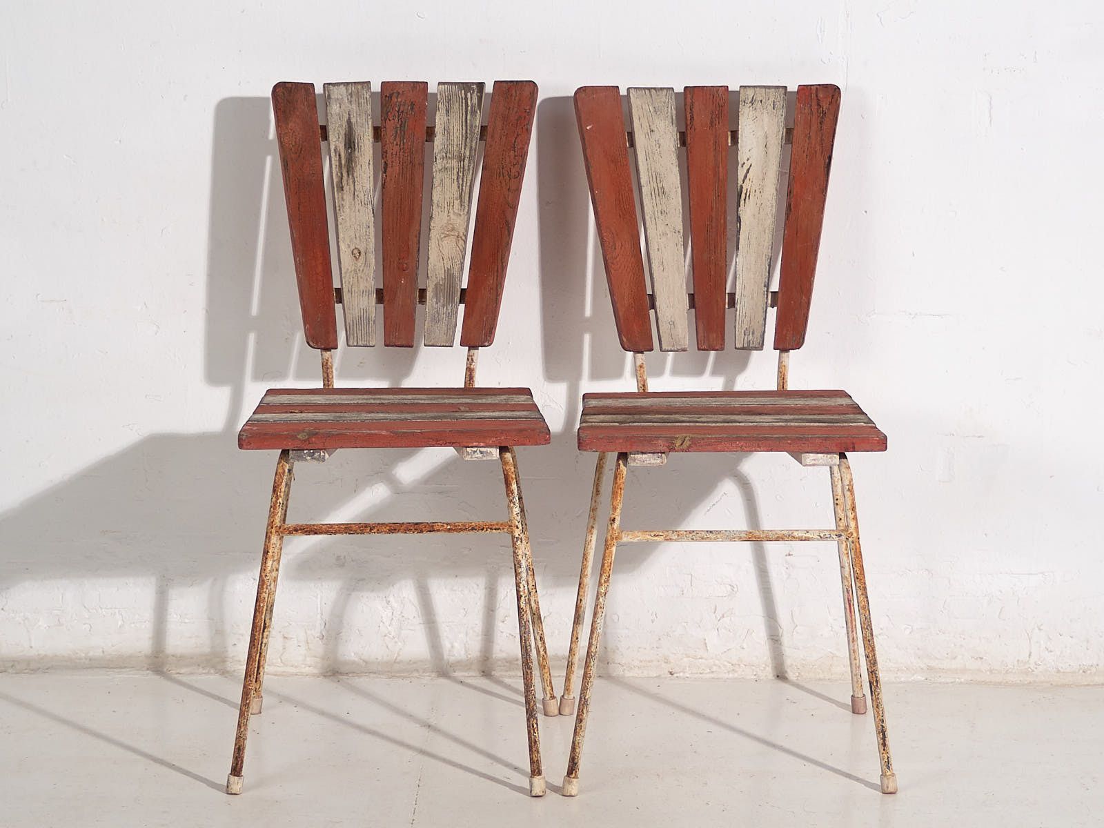 Antique Red Garden Chairs (C.1920). Set Of 4 Pieces #31 photo buy
