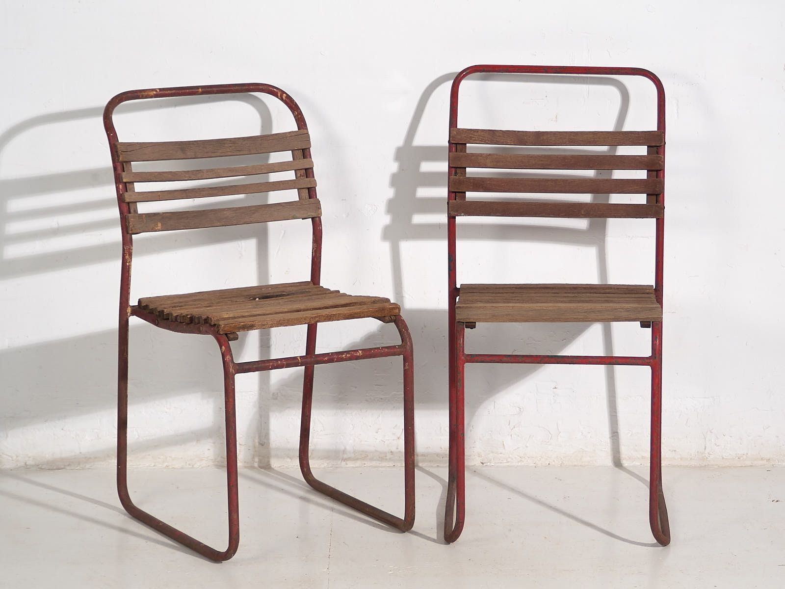 Antique Red Garden Chairs (C.1920). Set Of 2 Pieces #16 photo furniture