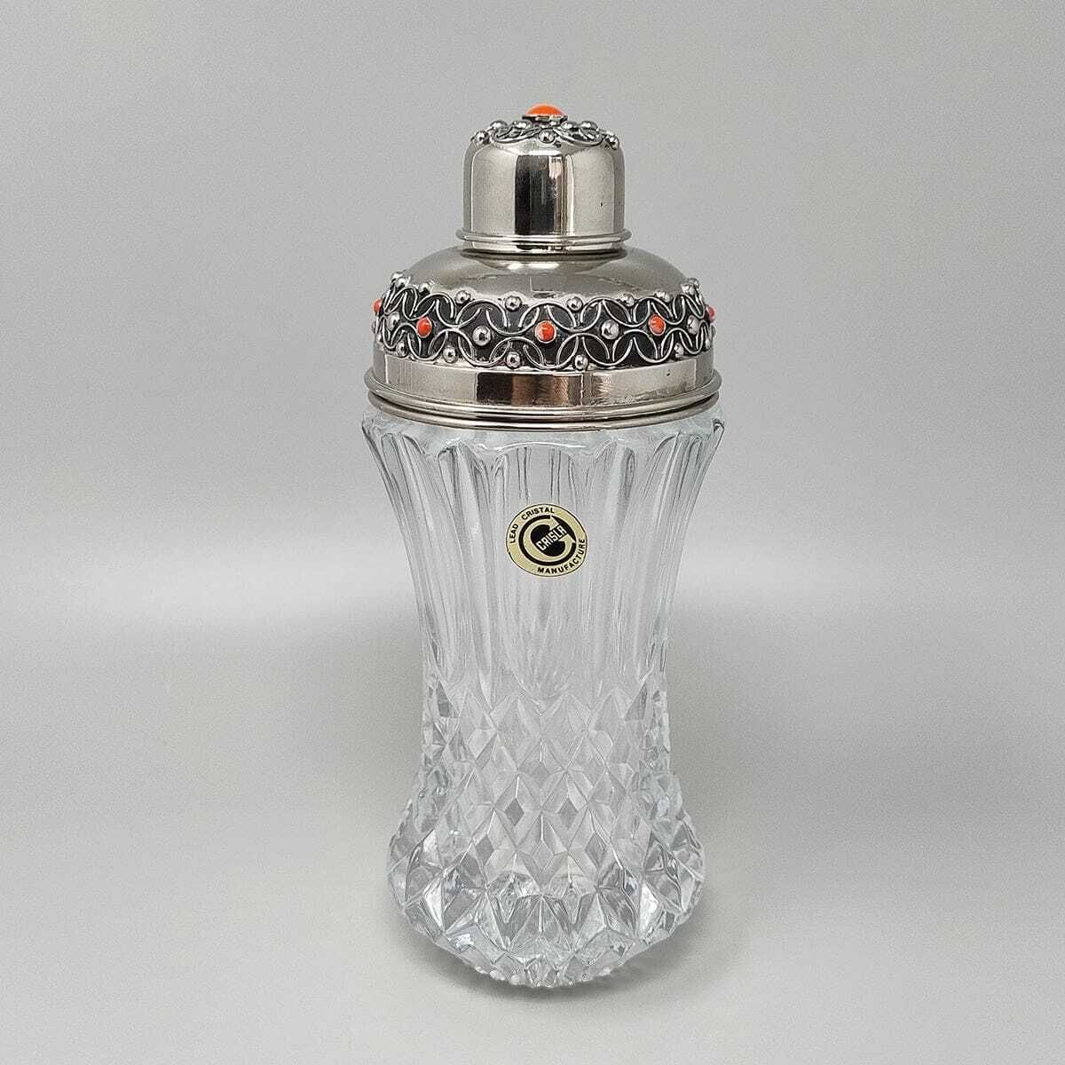 1960s Gorgeous Cut Crystal Cocktail Shaker Decorated With Red Corals. Made In Italy photo furniture
