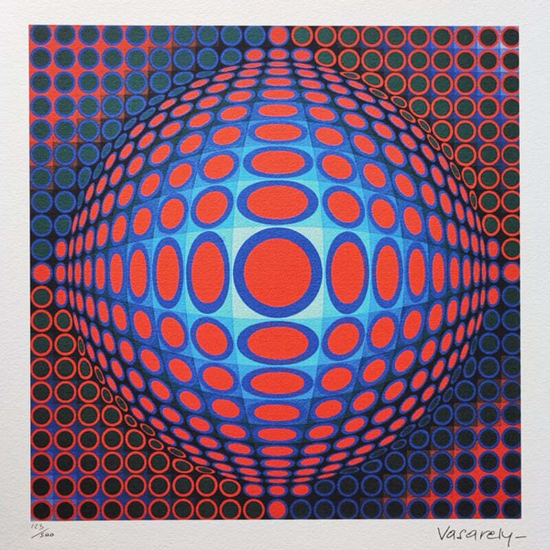 1970s Gorgeous Victor Vasarely Op Art Limited Edition Lithograph photo furniture