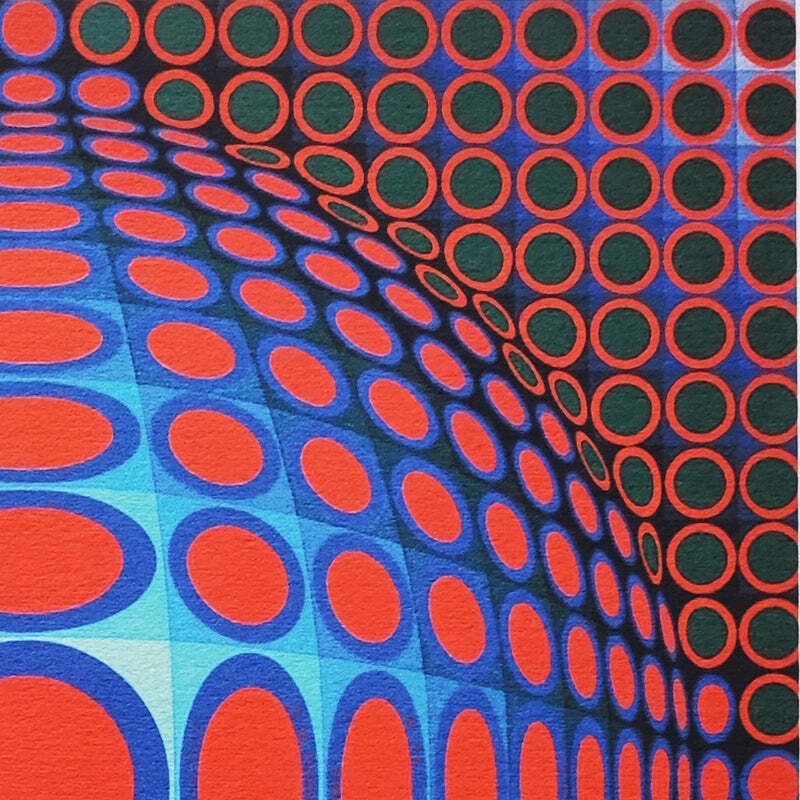 1970s Gorgeous Victor Vasarely Op Art Limited Edition Lithograph photo Art
