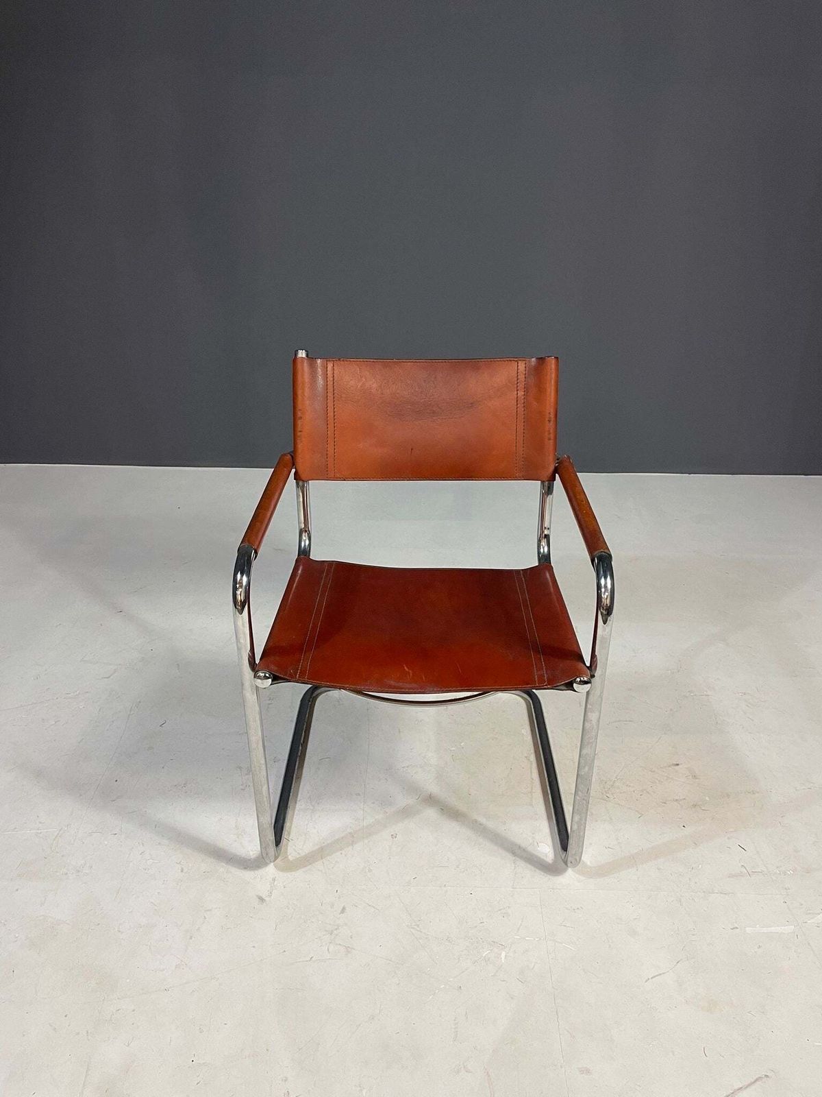 Vintage Chrome And Leather Chair, Marcel Breuer Style, 1970s photo for sale