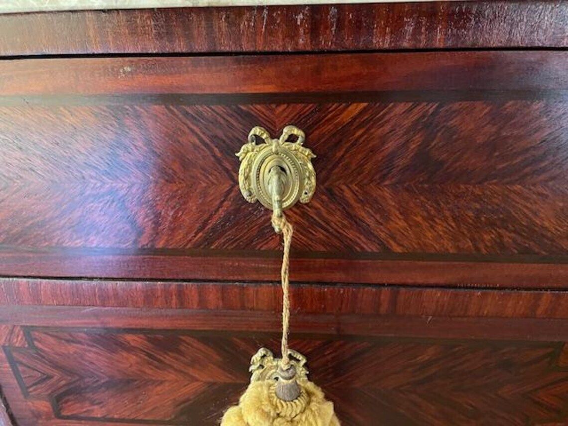 Kingwood French Chiffonier Six Drawer Marble Topped Chest Of Drawers photo Furniture