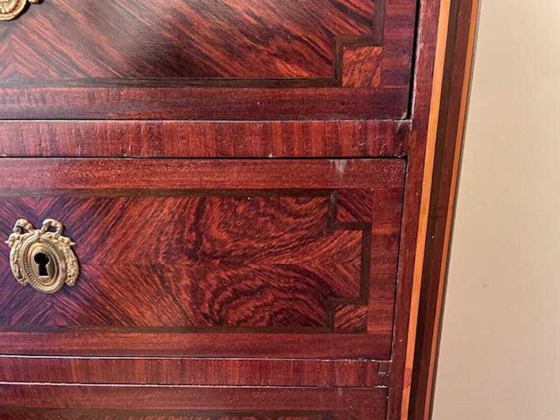 photo furniture Kingwood French Chiffonier Six Drawer Marble Topped Chest Of Drawers