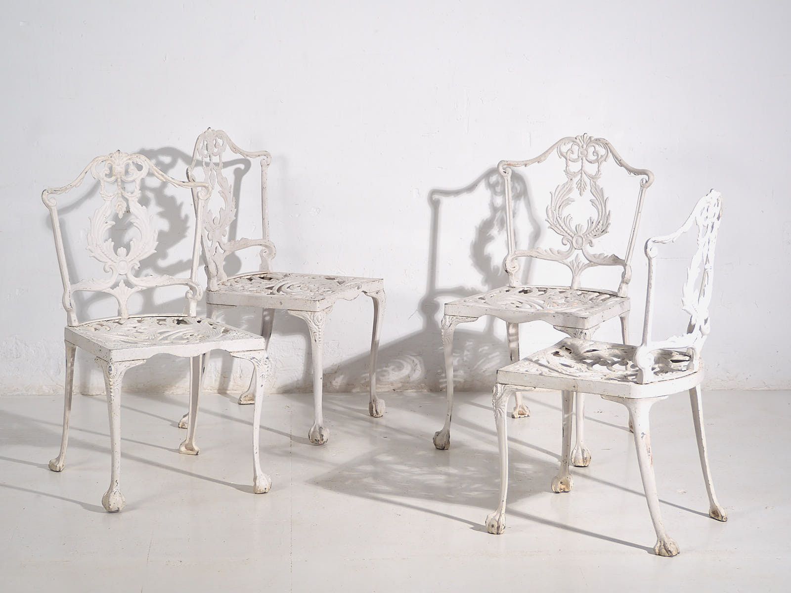 Vintage White Garden Table And Chairs (C.1950). Set Of 5 Pieces photo for sale