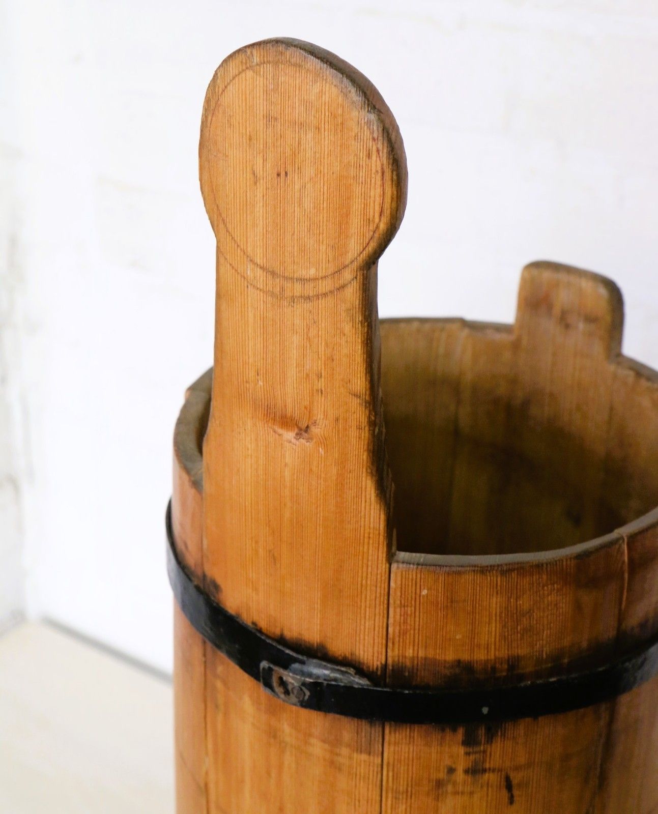 115.0 Antique Wooden Butter Churn English Steel Coopered Decorative Wooden Stick Stand photo