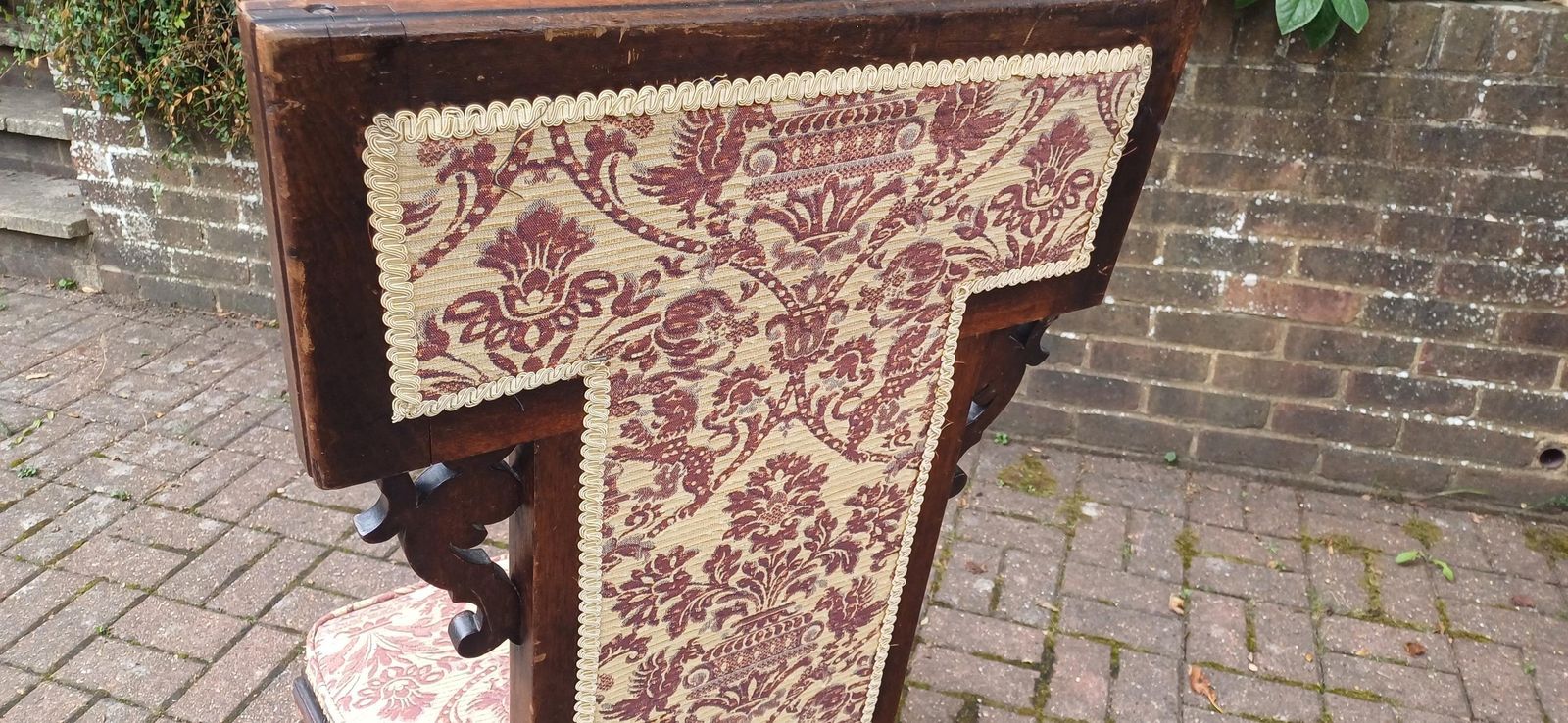 Antique Victorian Aesthetic Movement Nursing Chair With Ornate Carved Scrolls & T Shaped Upholstered Back C1870s Mahogany photo Furniture
