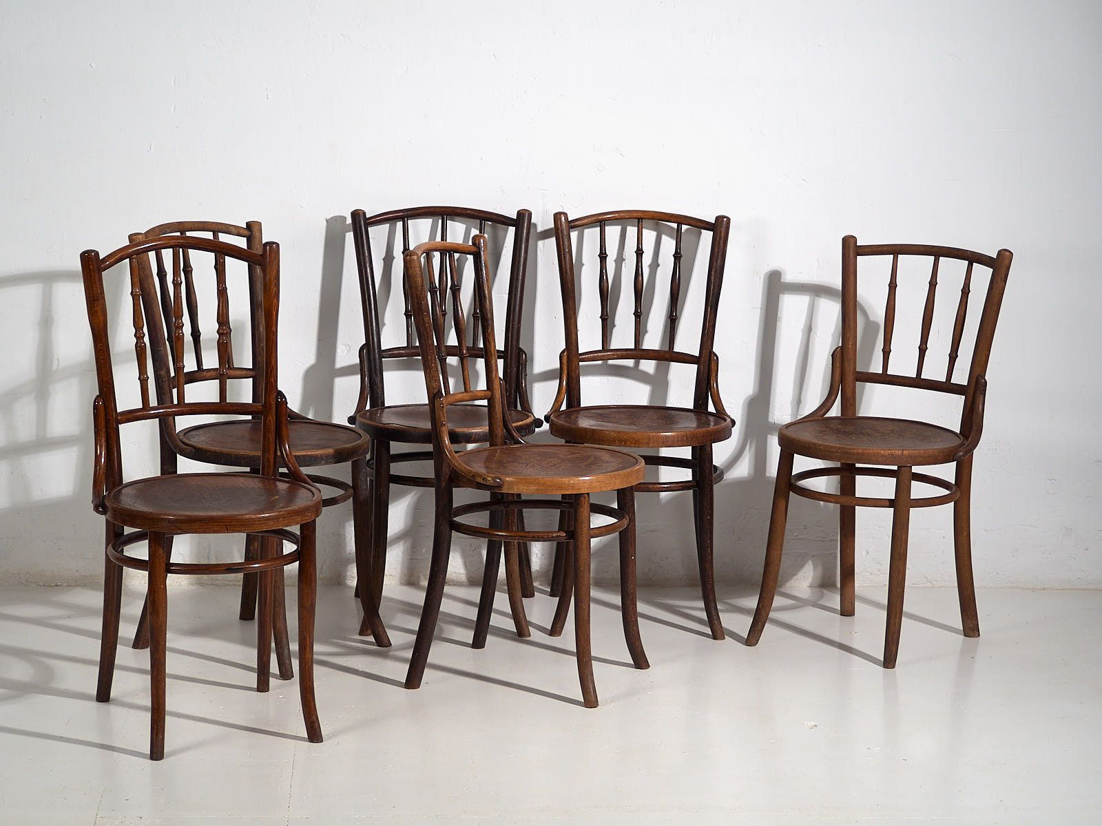 photo buy Antique Parisian Cafe Style Chairs (C.1920). Set Of 6 Pieces #3