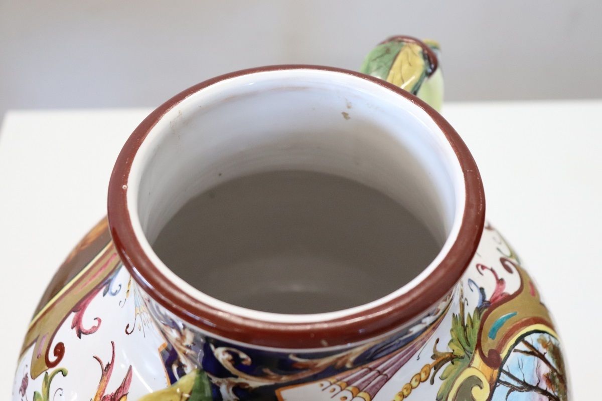 Ceramic Vase With Classical Decor From Faenza, Italy, 1950s photo vintage