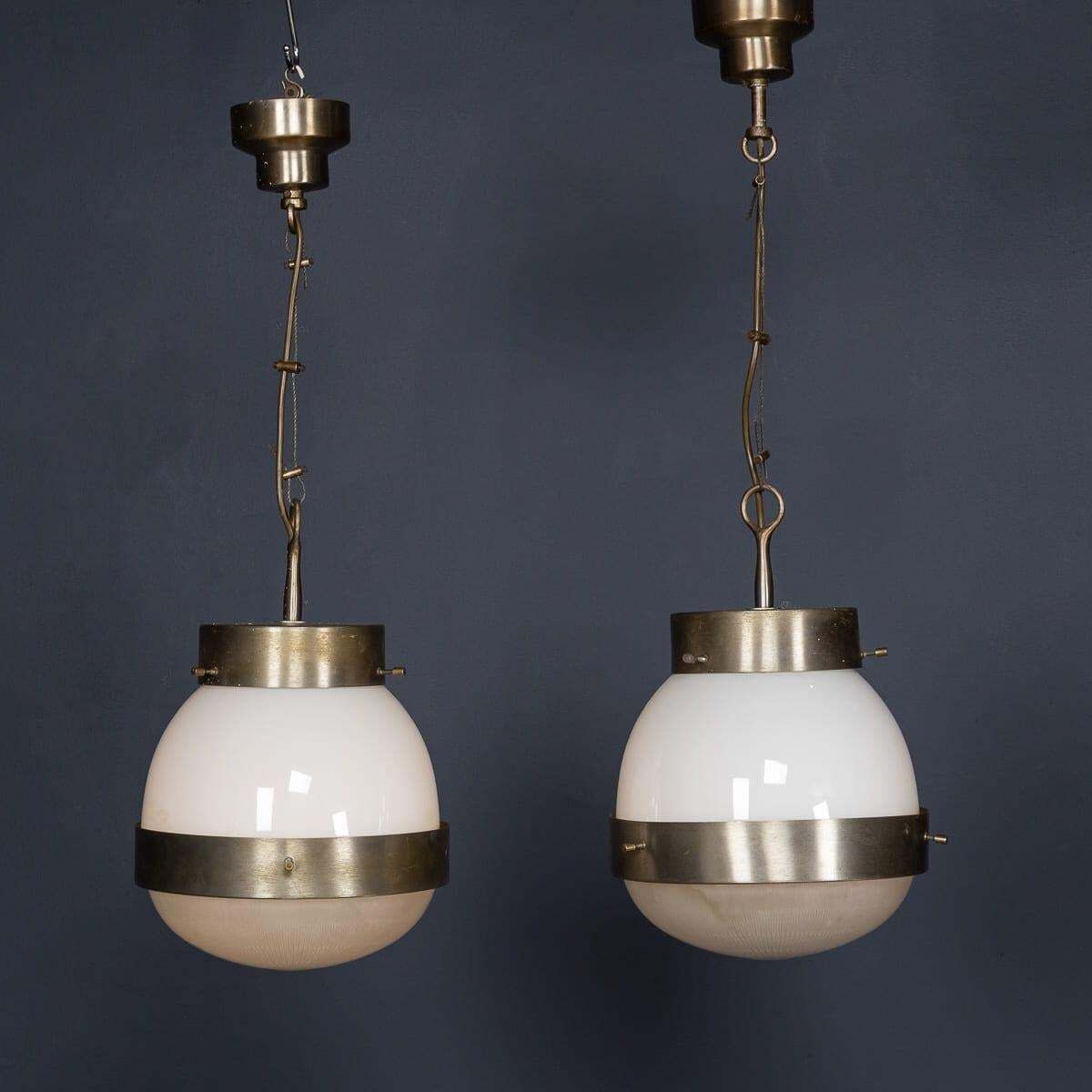 20thc Italian Pair Of "Delta" Opaline Pendant Lights By Sergio Mazza C.1960 photo furniture