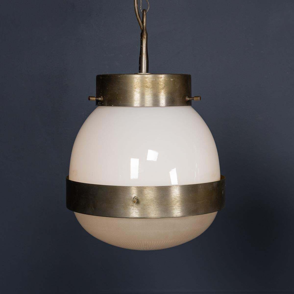 20thc Italian Pair Of "Delta" Opaline Pendant Lights By Sergio Mazza C.1960 photo Lighting