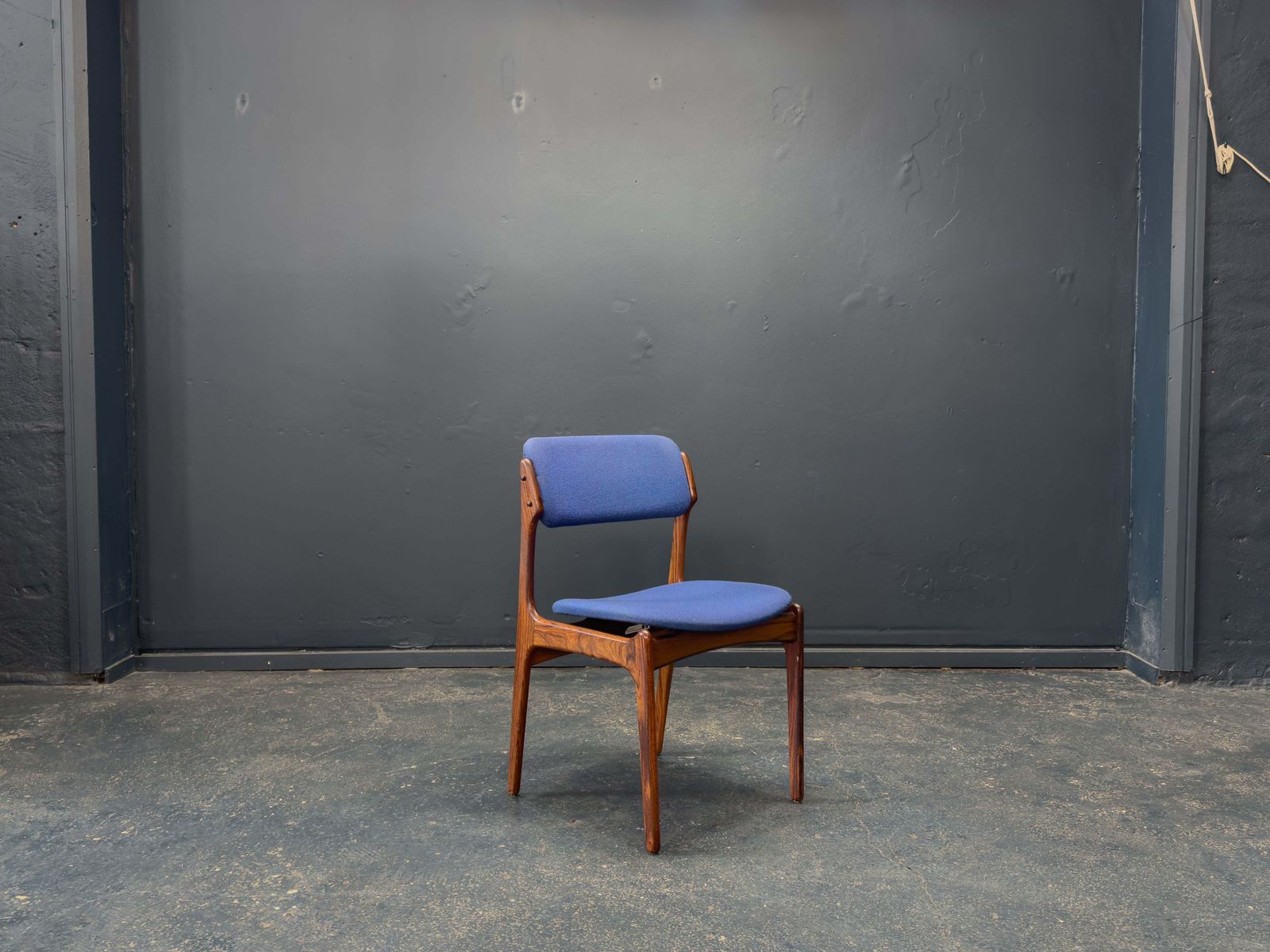 Set Of 6 Erik Buch Model 49 Rosewood And Blue Upholstered Dining Chairs photo for sale