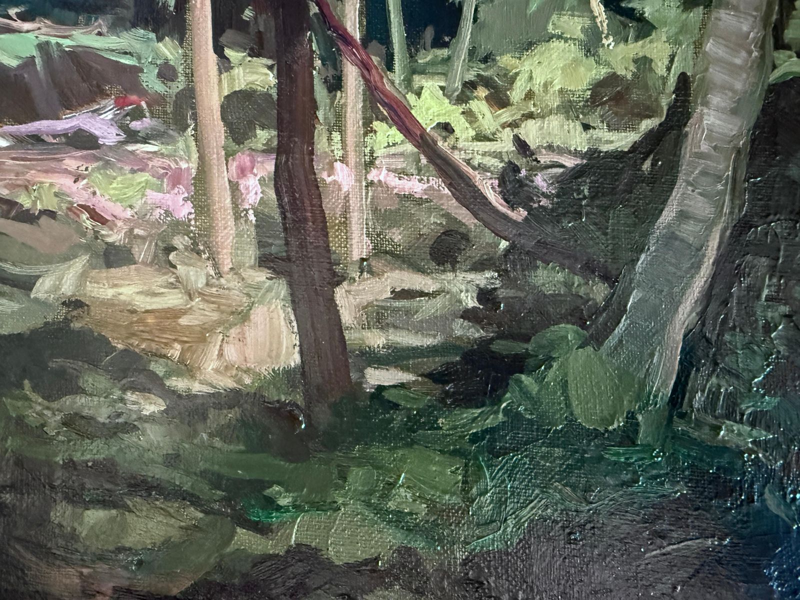 Ferran Ponsjoan Forest Glade Spanish Landscape Oil Painting On Canvas C.1960 photo for sale
