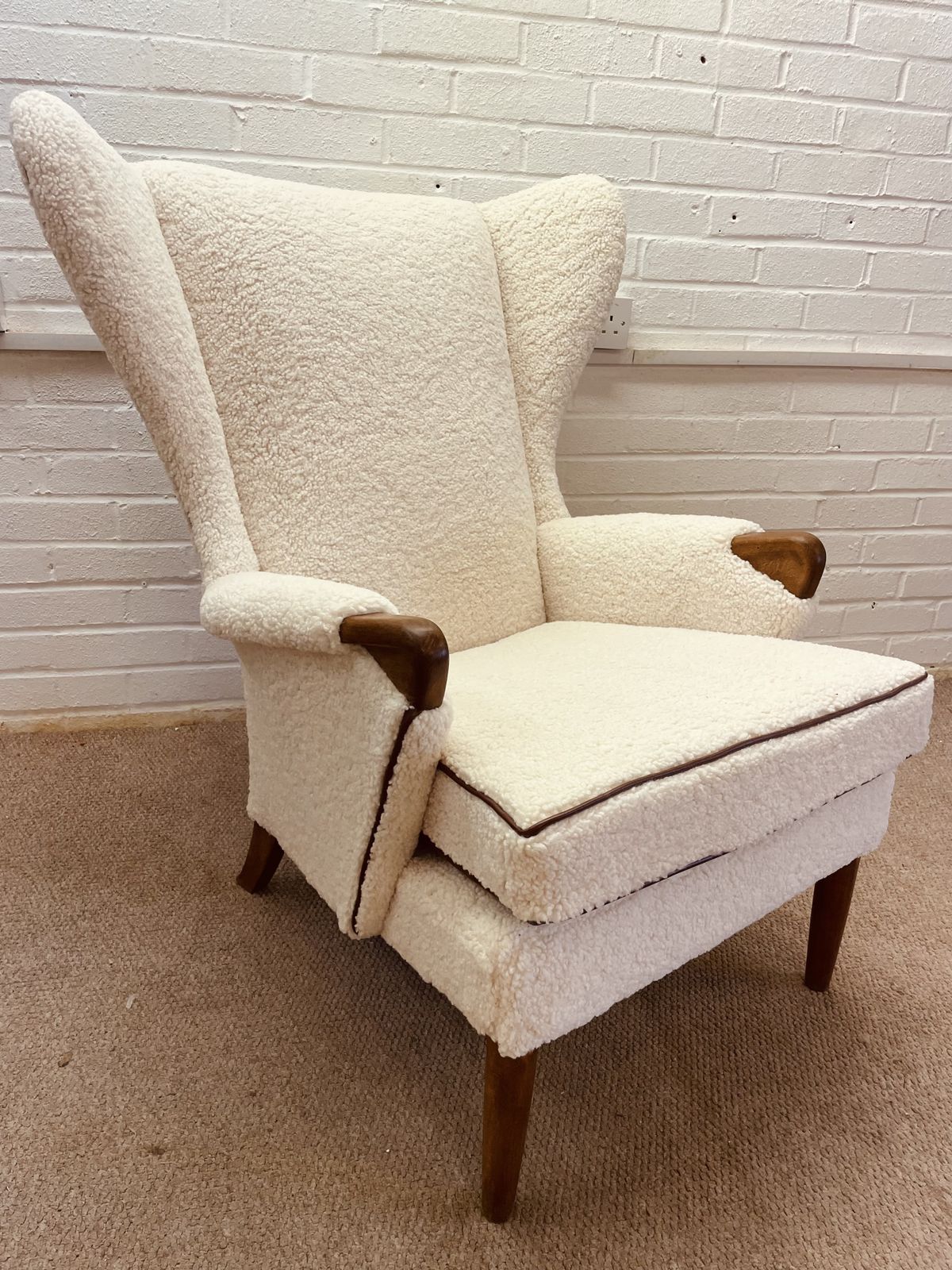 Original Parker Knoll Papa Bear Chair Reupholstered In Teddy Bear Fabric photo buy