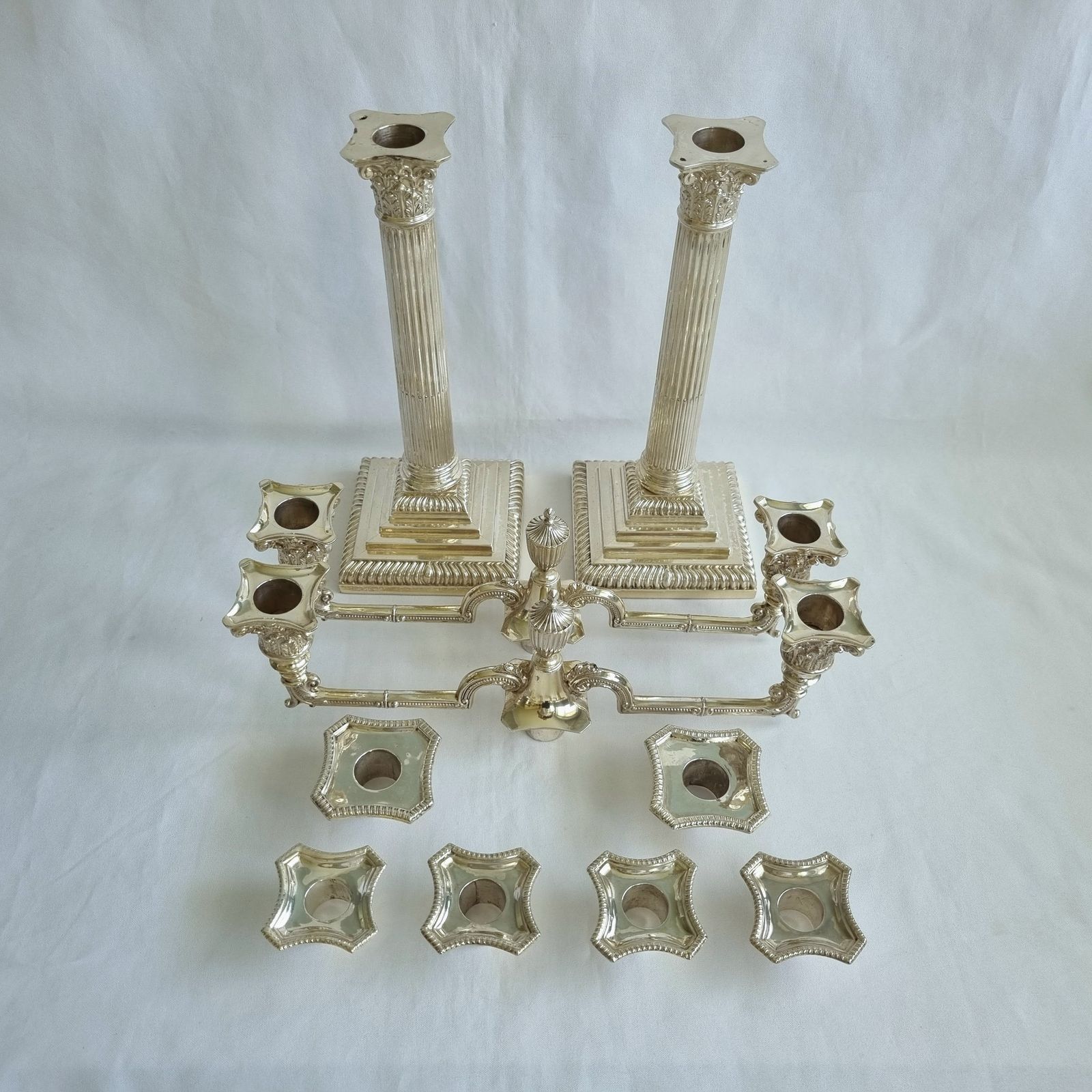 Home Decor A Fine Pair Of Victorian Hallmarked Sterling Silver Metamorphic Two Light Candelabra By James Kebberling Bembridge, Dated 1888. photo