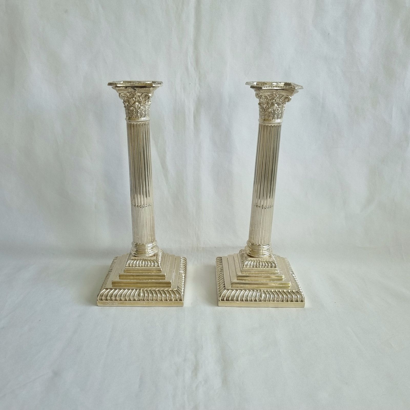 2700.0 A Fine Pair Of Victorian Hallmarked Sterling Silver Metamorphic Two Light Candelabra By James Kebberling Bembridge, Dated 1888. photo