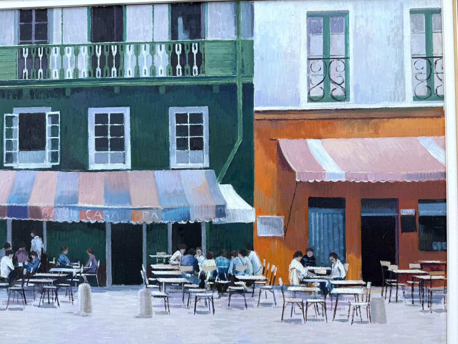Josep Maria Vayreda Canadell Terrace On The Costa Brava, Spain. Oil On Canvas Painting Of A Spanish Cityscape. C.1990 photo buy